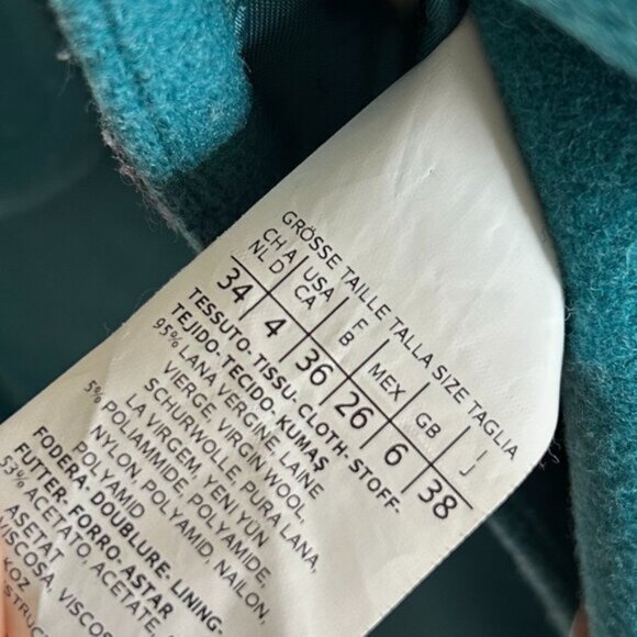 Weekend Maxmara Turquoise Wool Pea Coat 4 - Picture 6 of 9